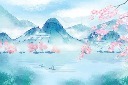 春分古风山水插画模板