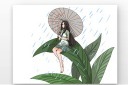 雨水躲雨素材模板