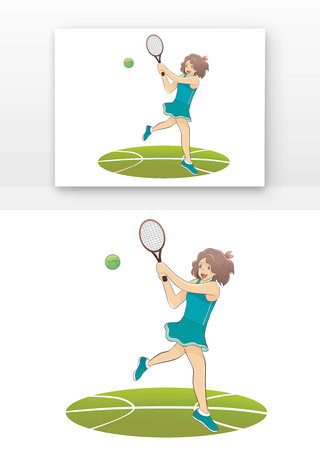 打网球的女孩健身运动模板