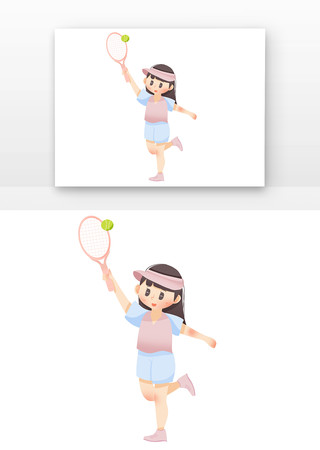 网球健身运动儿童元素模板