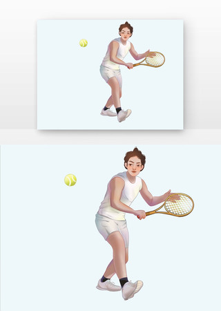 体育人物打网球比赛模板