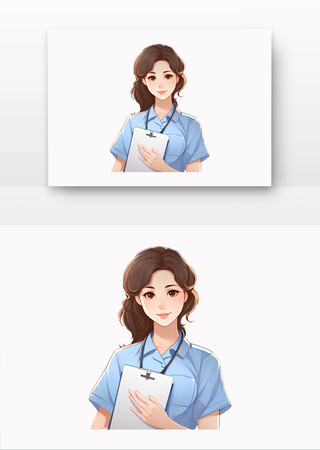 护士节护士人物插画模板