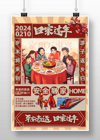 春节回家过年新年海报模板